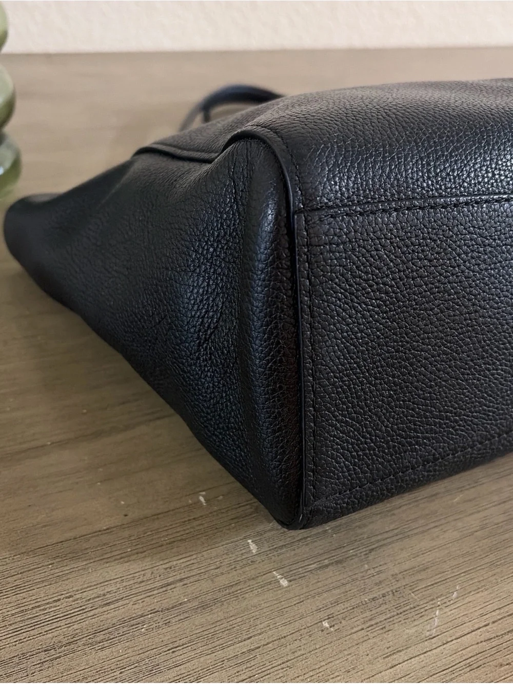 Coach Turnlock Chain Tote 27 Black Peddled Leather Shoulder Bag